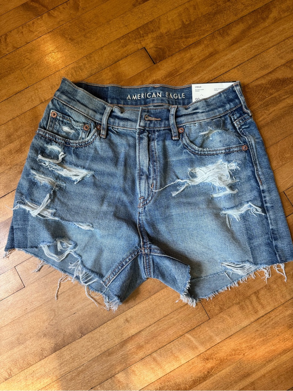 American Eagle Outfitters Light Blue Distressed Denim Shorts